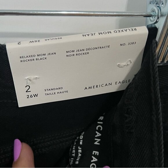 American Eagle, Women's Ripped Mom Jeans - Black Wash. Size: 2 Regular. NWT - Picture 8 of 16